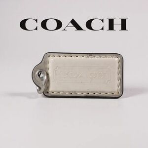 Coach Cream Ivory Leather Hangtag Logo Embossed Keychain Charm Replacement